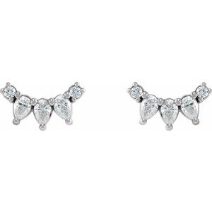Platinum 1/3 CTW Natural Diamond Curved Bar Earrings – image 2