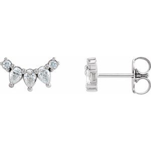 Platinum 1/3 CTW Natural Diamond Curved Bar Earrings