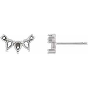 14K White Gold Accented Curved Bar Earring