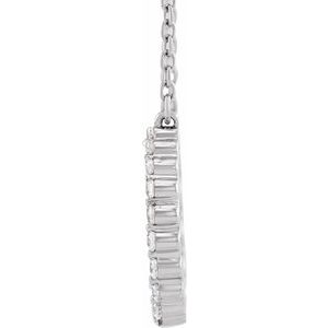 14K White 3/8 CTW Lab-Grown Diamond Graduated Circle 16-18" Necklace