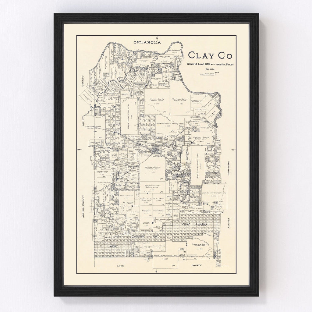 Vintage Map of Clay County, Texas 1924