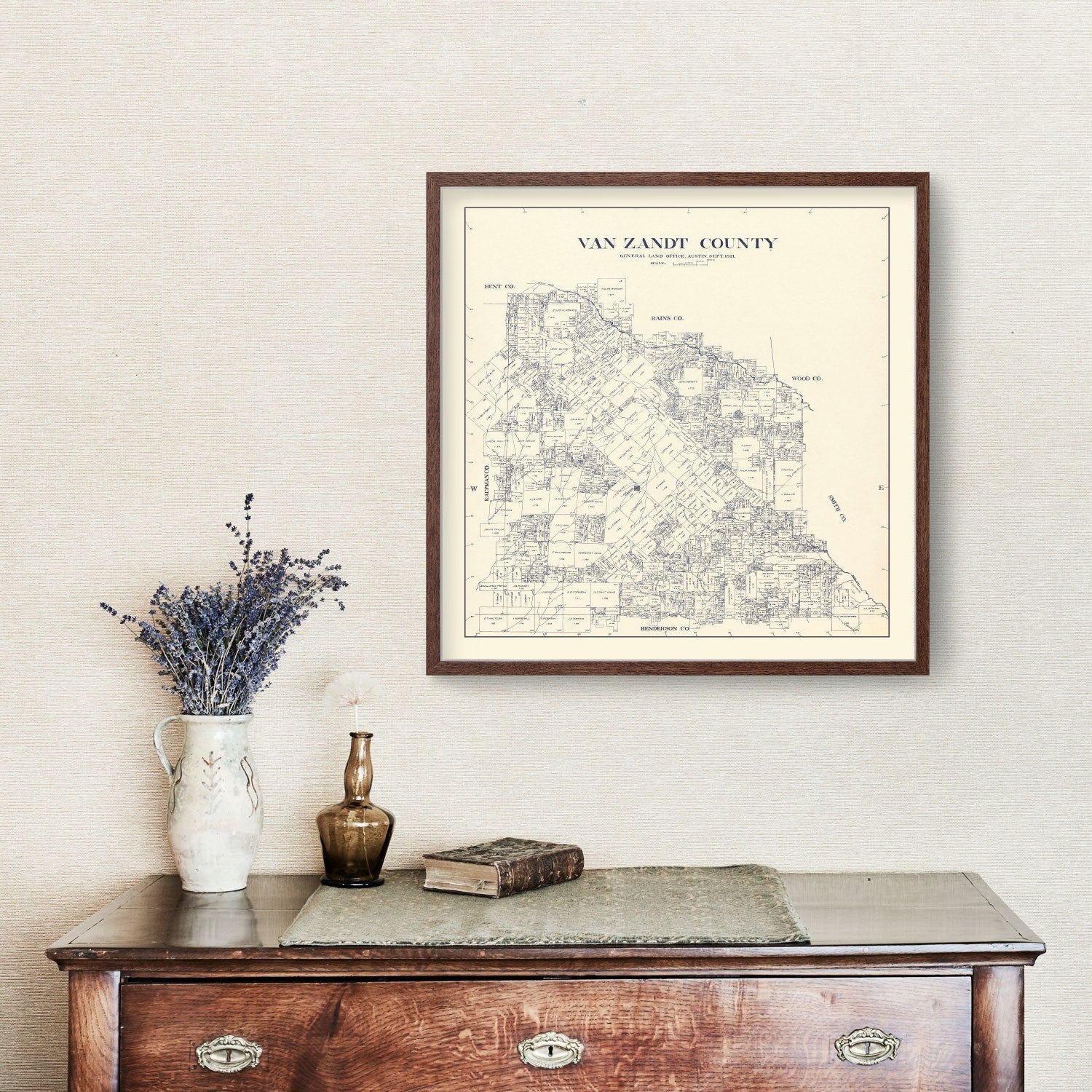 Vintage Map of Van Zandt County, Texas 1921
