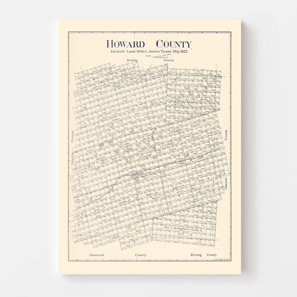 Vintage Map of Howard County, Texas 1922