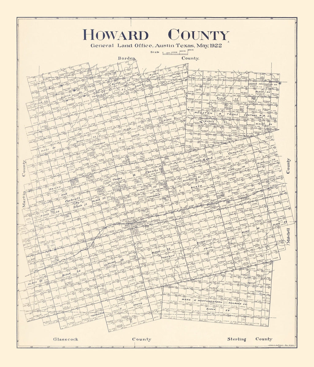 Vintage Map of Howard County, Texas 1922