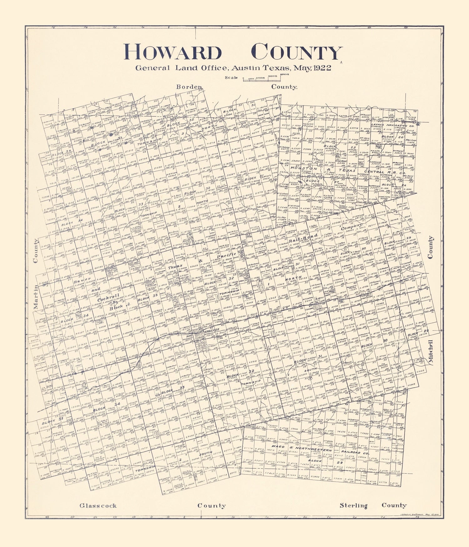 Vintage Map of Howard County, Texas 1922
