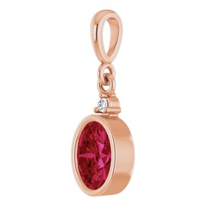 14K Rose Gold Lab-Grown Ruby & .015 CT Lab-Grown Diamond Pendant