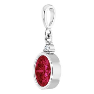 Sterling Silver Lab-Grown Ruby & .015 CT Lab-Grown Diamond Pendant