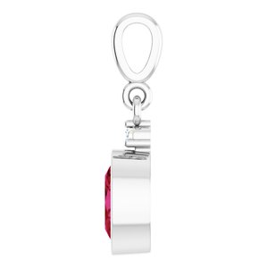 Platinum Lab-Grown Ruby & .015 CT Lab-Grown Diamond Pendant