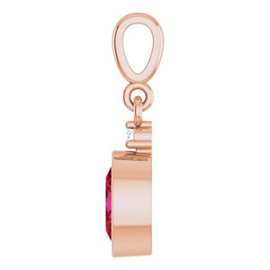 14K Rose Gold Lab-Grown Ruby & .015 CT Lab-Grown Diamond Pendant