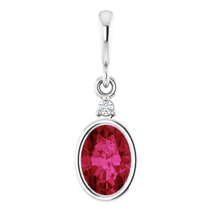 Platinum Lab-Grown Ruby & .015 CT Lab-Grown Diamond Pendant
