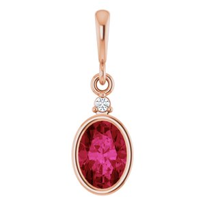 14K Rose Gold Lab-Grown Ruby & .015 CT Lab-Grown Diamond Pendant