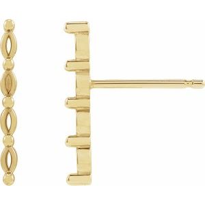14K Yellow Gold 2.5x1.25 mm Marquise Bar Earring Mounting