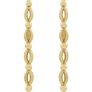 14K Yellow Gold 2.5x1.25 mm Marquise Bar Earring Mounting – image 2