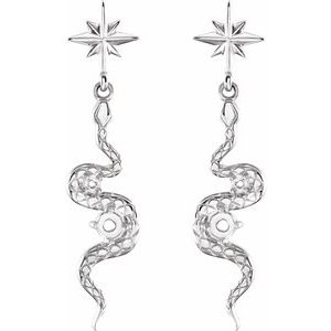 Platinum Accented Left Snake Earring Mounting – image 2