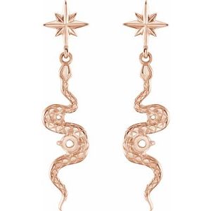 14K Rose Gold Accented Right Snake Earring Mounting – image 2