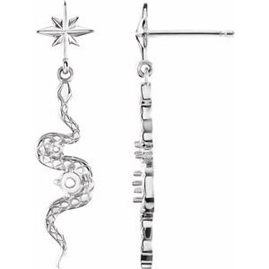 14K White Gold Accented Right Snake Earring Mounting