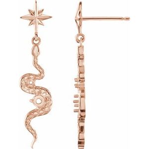 14K Rose Gold Accented Right Snake Earring Mounting