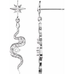 Platinum Accented Left Snake Earring Mounting