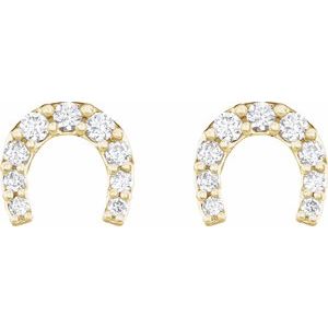 14K Yellow Gold 1/6 CTW Natural Diamond Horseshoe Earrings – image 2
