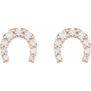 14K Rose Gold 1/6 CTW Natural Diamond Horseshoe Earrings