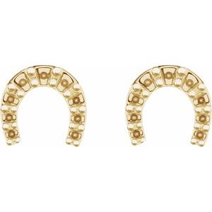 14K Yellow Gold Accented Horseshoe Earring Mounting – image 2