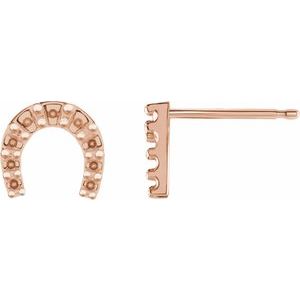 14K Rose Gold Accented Horseshoe Earring Mounting