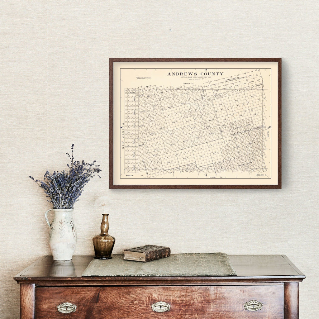 Vintage Map of Andrews County, Texas 1925