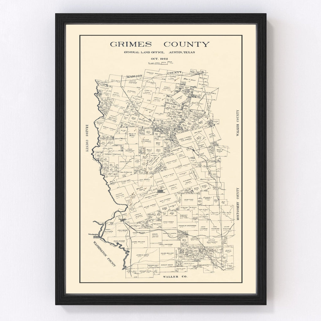 Vintage Map of Grimes County, Texas 1922