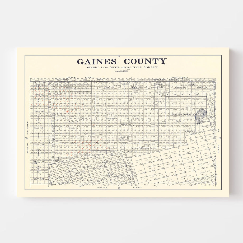 Vintage Map of Gaines County, Texas 1922