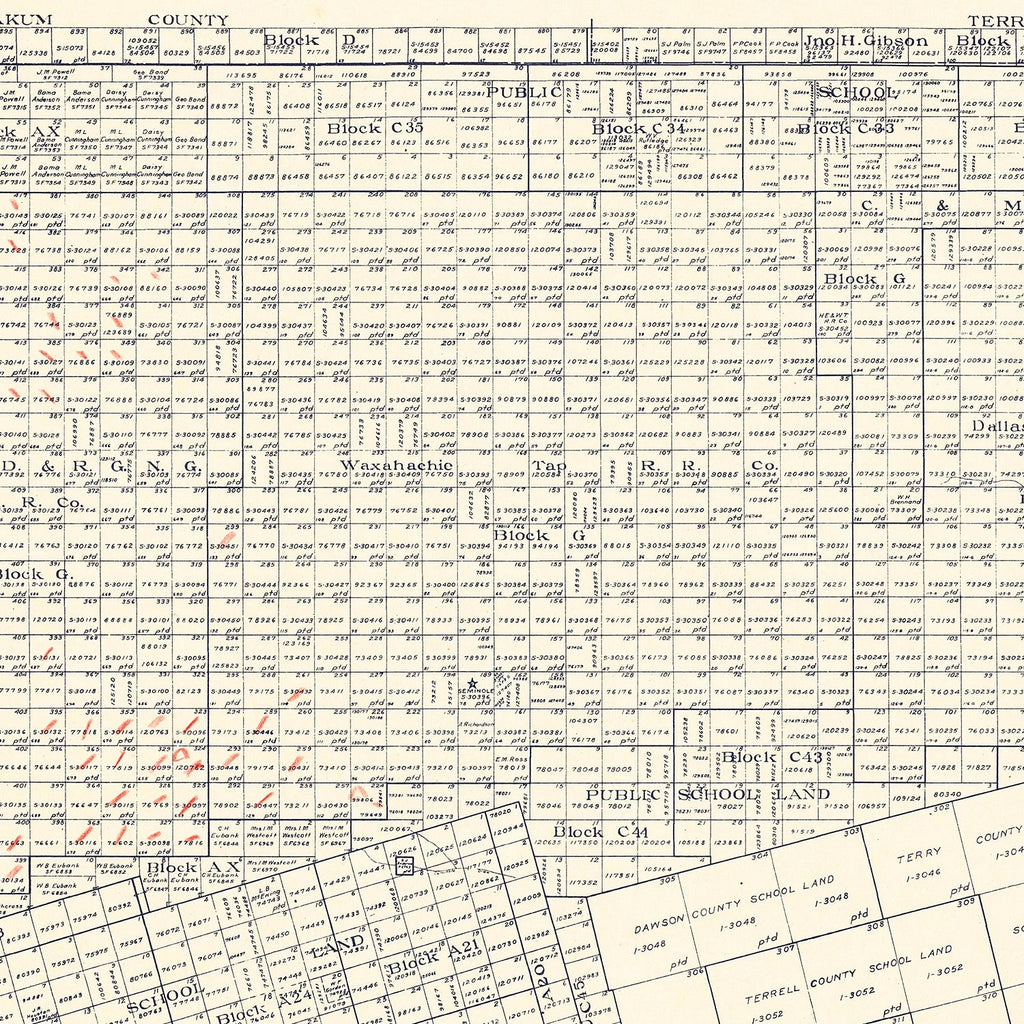 Vintage Map of Gaines County, Texas 1922