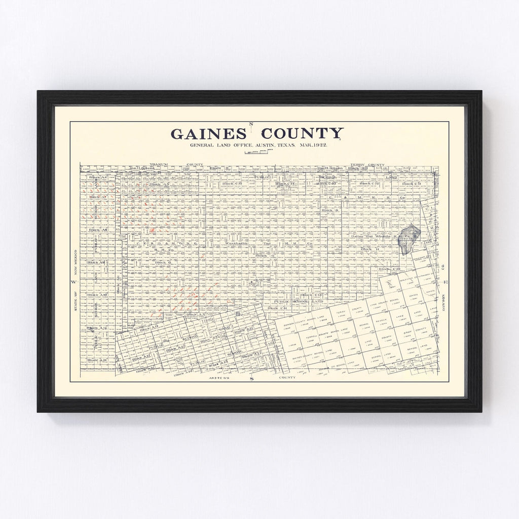 Vintage Map of Gaines County, Texas 1922