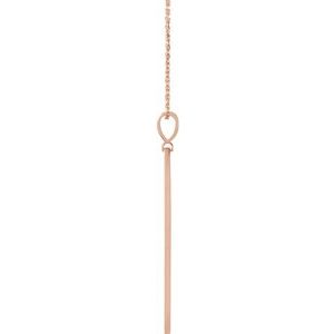 14K Rose Gold .0025 CT Natural Diamond Arrow Bar 16-18" Necklace