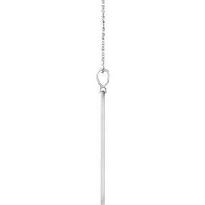14K White .0025 CT Natural Diamond Arrow Bar 16-18" Necklace