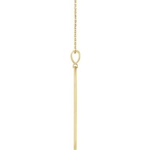 14K Yellow Gold .0025 CT Natural Diamond Arrow Bar 16-18" Necklace