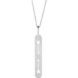 Platinum .0025 CT Natural Diamond Arrow Bar 16-18" Necklace
