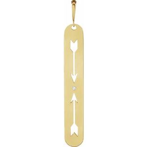 14K Yellow .0025 CT Natural Diamond Arrow Bar Pendant