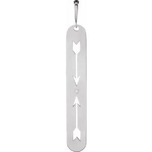 14K White Gold .0025 CT Natural Diamond Arrow Bar Pendant