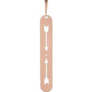 14K Rose Gold .0025 CT Natural Diamond Arrow Bar Pendant