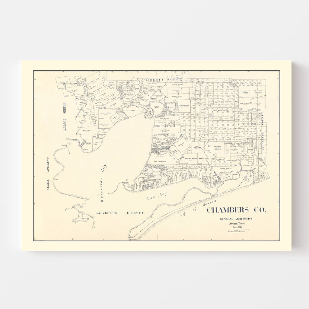 Vintage Map of Chambers County, Texas 1922
