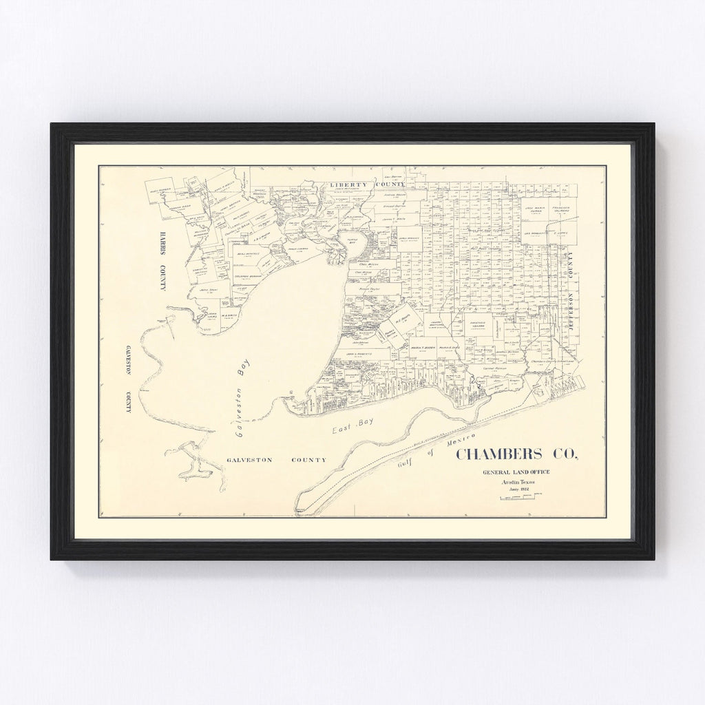 Vintage Map of Chambers County, Texas 1922