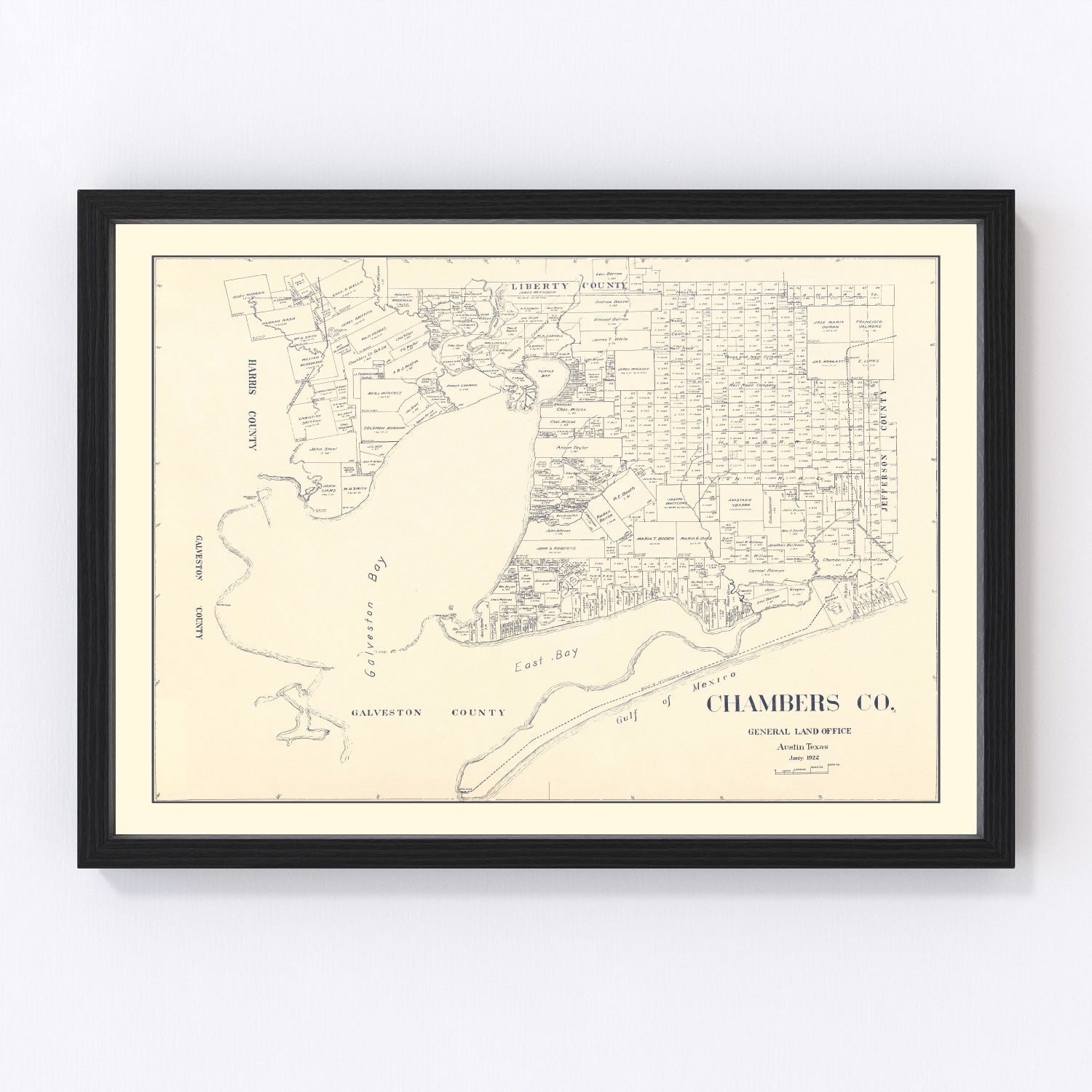 Vintage Map of Chambers County, Texas 1922