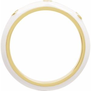 14K Yellow Gold .05 CTW Natural Diamond & White Enamel Ring