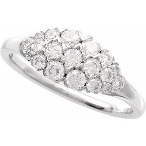 14K White Gold 1/2 CTW Natural Diamond Cluster Ring