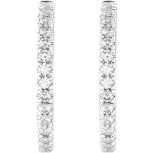 14K White Gold 3/8 CTW Lab-Grown Diamond 17.4 mm Hoop Earrings