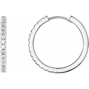 14K White Gold 3/8 CTW Lab-Grown Diamond 17.4 mm Hoop Earrings