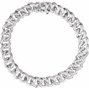 14K White Gold 1 1/2 CTW Natural Diamond Link 7" Bracelet