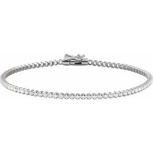 14K White Gold 1 5/8 CTW Natural Diamond Lightweight Line 7" Bracelet