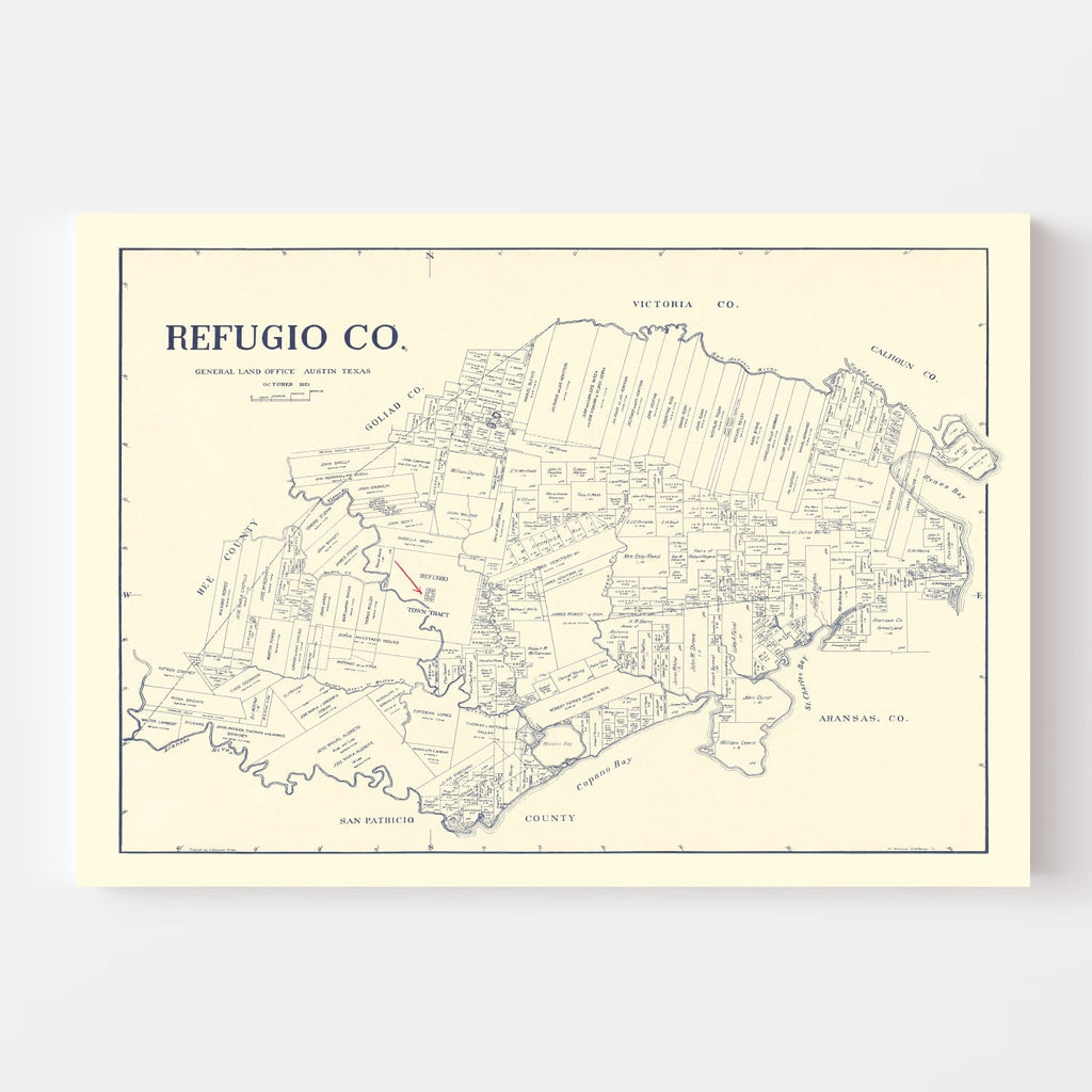 Vintage Map of Refugio County, Texas 1921