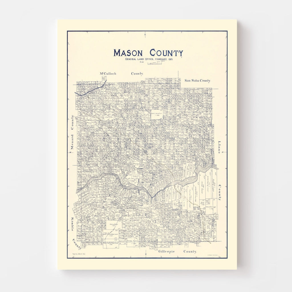 Vintage Map of Mason County, Texas 1921