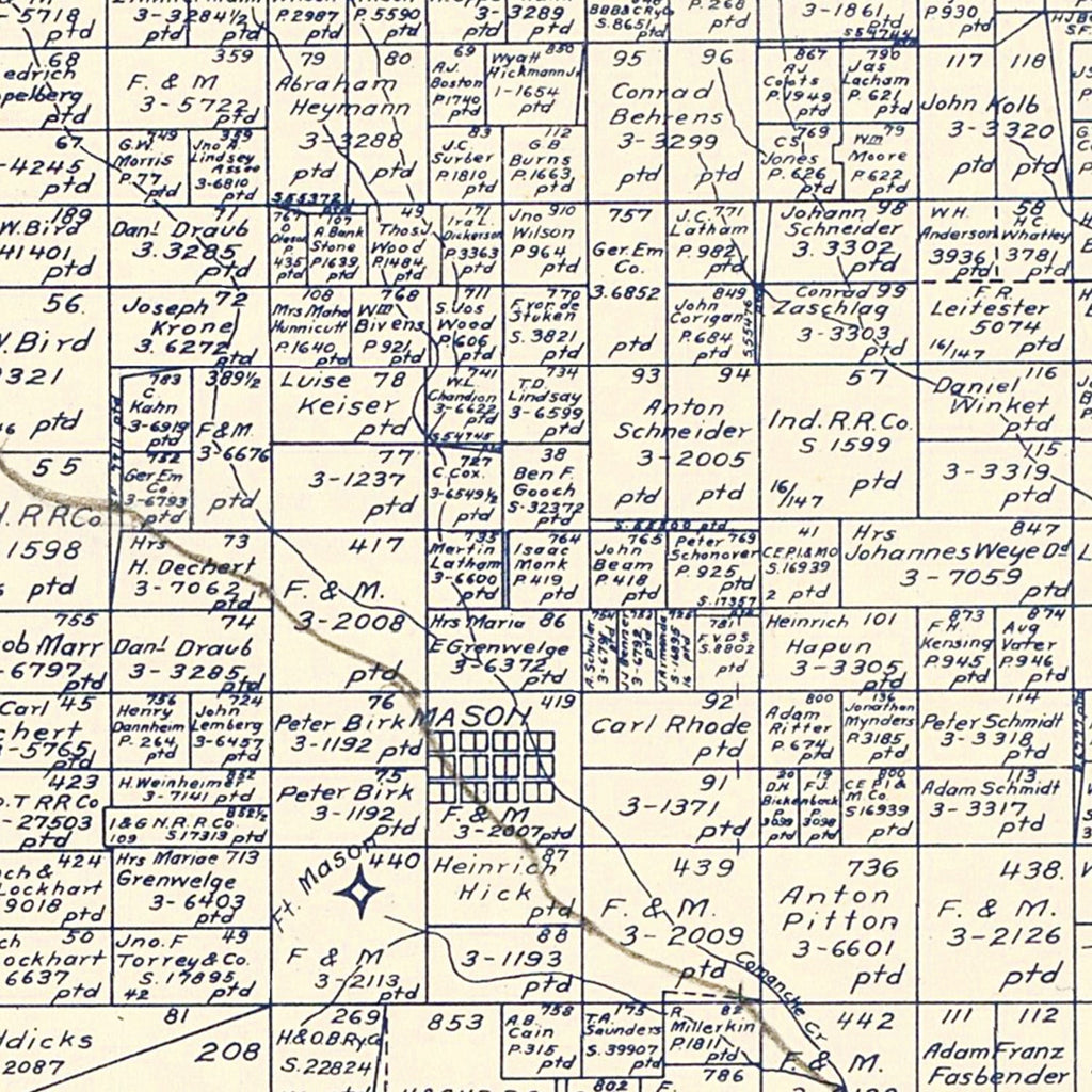 Vintage Map of Mason County, Texas 1921
